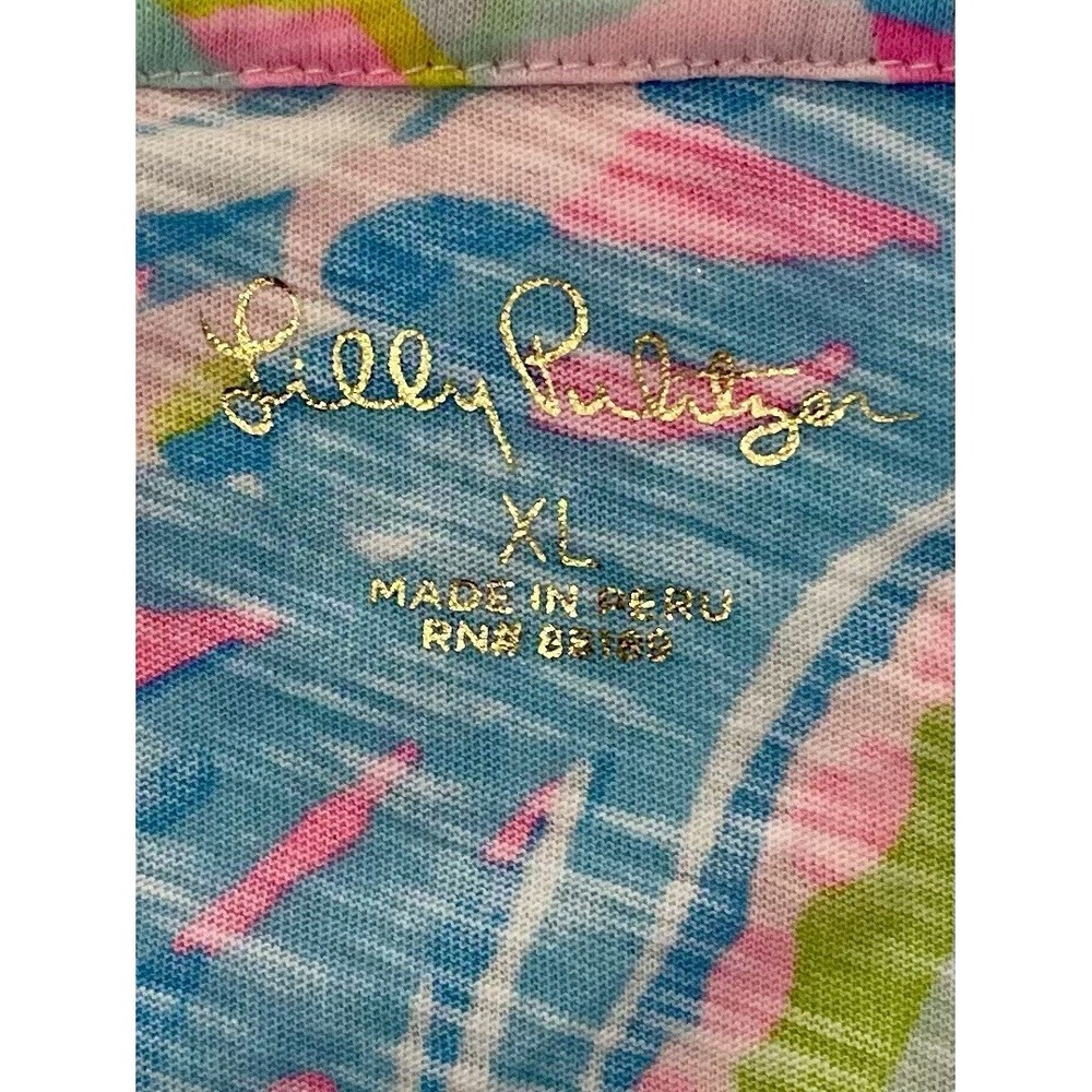 New Lilly Pulitzer Etta Top V Neck T Shirt Knit Size XL Carnival Coral X Large - Picture 8 of 9